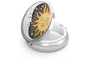 HION Portapillole a 3 scomparti, portatile, da tasca o da borsa, contenitore per vitamine, farmaci, olio di pesce e integratori (sole e luna)