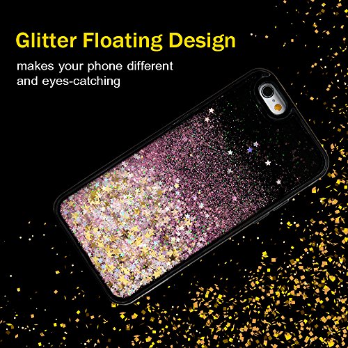 iPhone 6S Case, iPhone 6 TPU Case KASOS Black Glitter Bling Sparkle Hard Bottom PC + Flexible Soft TPU Bumper Cover Quicksand Design [Ultra Slim Thin] [All Around Protection] [Perfect Fit] Protective Case Cover for iPhone 6S, iPhone 6 (4.7inch)