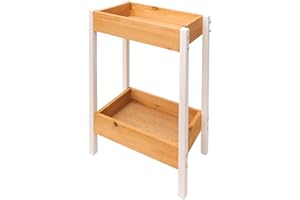 LIN HOME Estantería con 2 Estantes de Madera y Metal 25x15x37.5cm - Mueble Auxiliar Multiuso para Almacenaje, Ideal para Baño, Cocina, Dormitorio