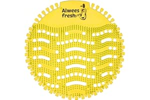 Urinal Screens, Splash Mats, Urinal Deodoriser - 10 Pack - Fits Most Top Urinal Brands & Waterless. Anti-Splash & Odour Neutraliser by Alwees Fresh… (Lemon)