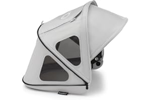 Bugaboo Capota ventilada Dragonfly, extensible para una protección adicional y una protección solar óptima, repelente al agua, Misty Grey
