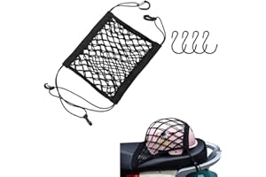 CAASFOOY Rete per Casco Moto, Doppio Strato con 4 Ganci per Fissare Bagagli e Deposito - Nero