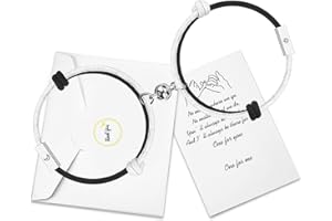 Free Space 2 braccialetti magnetici per coppie, per attrazione reciproca, corda fatta a mano, per 2 braccialetti intrecciati, regalo per uomini e donne