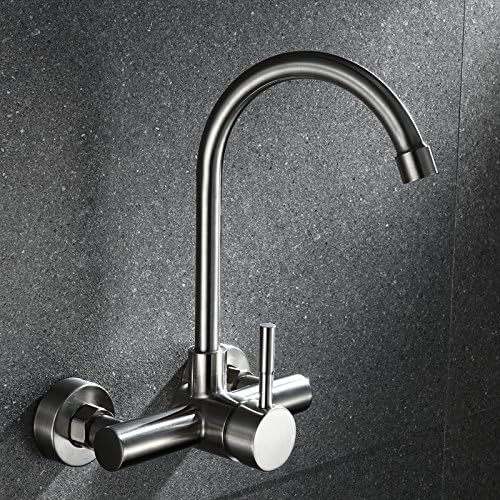 Moecd 304 Stainless Steel Head Wall Faucet Cold And Hot Kitchen Wash Basin Faucet Full Swing Balcony Laundry Pool,304 Stainless Steel Pipe Bends