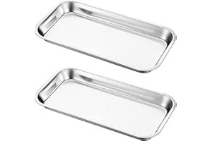 Coptiner 2 Pcs Stainless Steel Tray,Metal Small Tray for Surgical Sterilization,Dental Lab Tool Instrument,Laboratory Supplies，Bathroom Organizer, Tattoo Tool Trays