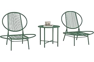 Outsunny - Conjunto de salón de jardín, 3 habitaciones, salón exterior para 2 personas con 2 sillas Acapulco y mesa baja, muebles de jardín, terraza, balcón, verde oscuro