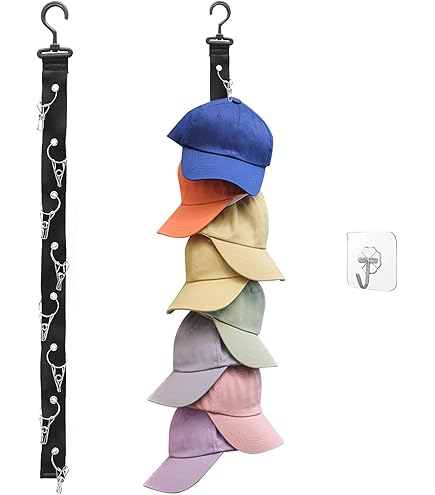 Organizer Per Cappelli Con 16 Clip - Porta Cappelli Da Appendere Per Armadio, Salvaspazio - Foto 3