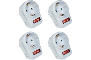 FILMER 4 tomas de corriente con interruptor, con protección para niños, color blanco (ahorra energía y protege el medio ambiente).