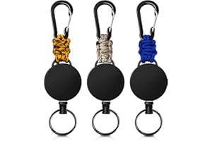 WONWOOD_DIRECT Llavero retractil 3 piezas llavero extensible retractil, llavero extensible con cuerda de acero extensible de 60 cm soporte para tarjetas de identificación extensible con mosquetón
