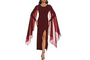 LUOJIDA Robe de Soiree Femme Chic et Elegant Robe Moulante Longue Robe Nouvel an Femme Robe Manche Longue Fente à l'ourlet pour Soirée Fete Cocktail Réveillon Mariage Bal Noël Halloween