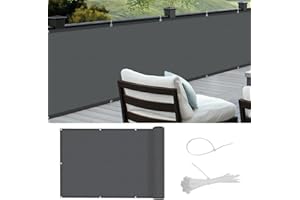 Cool Area Pantalla PES para Balcón Jardín Protección de Privacidad Opaca,Protección UV,Resistente al Viento,con Ataduras de Cables,75x600 cm,Antracita