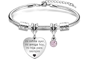 Angelra Hija Pulsera Para MujerMi Niñita Ayer, Mi Amiga Hoy, Mi Hija Para Siempre Pulseras Con Colgante Grabado Para Regalos De Cumpleaños