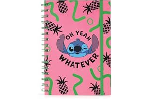Pyramid International Cuaderno de espiral de Disney Lilo and Stitch (Oh Yeah Whatever Design), libro de escritura A5, regalos de Lilo and Stitch para mujeres, hombres y niños, diario Stitch Disney –
