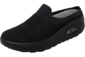 NOAGENJT Scarpe Basculanti Fitness Scarpe da Passeggio in Rete Sportive Stringate Scarpe da Ginnastica Moda Donna Mocassini con Zeppa Comfort Ciabatte Invernali