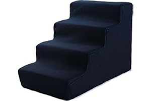 Ioensy Scaletta per cani Rampa per gatti Scale per animali domestici Gradini Versatile Resistente ai graffi Comoda copertura rimovibile per uso interno ed, Blu scuro in 4 passaggi
