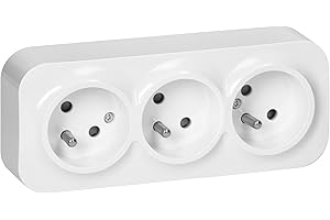 Miratic Gniazdo Potrójne Natynkowe 2P+Z Gniazdo Natykowe Potrójne do Bezpiecznego i Niezawodnego Użytkowania Kolor Czarny 16A/230VAC IP20 Schuko (gniazdo potrójne)