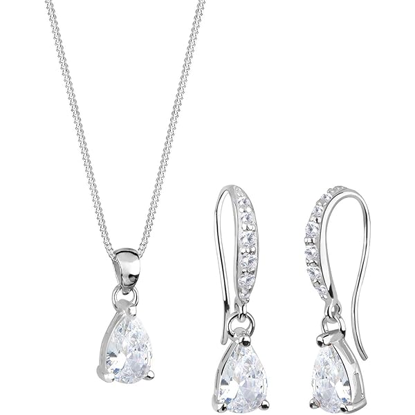 Clearine Halsketting voor dames, 925 sterling zilver, bruid CZ Cream, zoetwaterparels, oneindigheid, blad, wijnhanger, sieradenset, helder