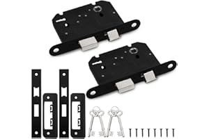 Bwintech 2 PCS 3 Lever Matt Black Mortice Sashlock 65mm (2.5 Inch), Door Lock with Key for Internal Doors, Reversible Catch