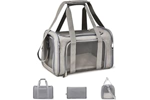 KIMUWOTE Transportbox Katze Katzen transportboxen, Transportbox Hund, Faltbare katzentasche transporttasche, hundetragetasche Transporttasche mit Einstellbar Schultergurt katzenbox für Katzen Hunde Haustiere