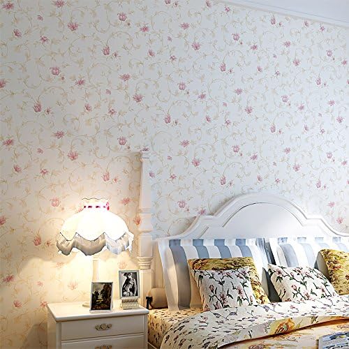 XiaJingJing Acanthus Rose Pink Garden Flower Wallpaper Wallpaper Warm Bedroom Living Room Filled With Pu Adhesive-Bonded Cloth Girl'S Room,10028 Romantic Purple,Only The Wallpaper