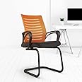 CELLBELL Desire C104 Mesh Mid-Back Ergonomic Office Visitor Chair/Study Chair Computer Chair for Work from Home Metal Base [Orange]