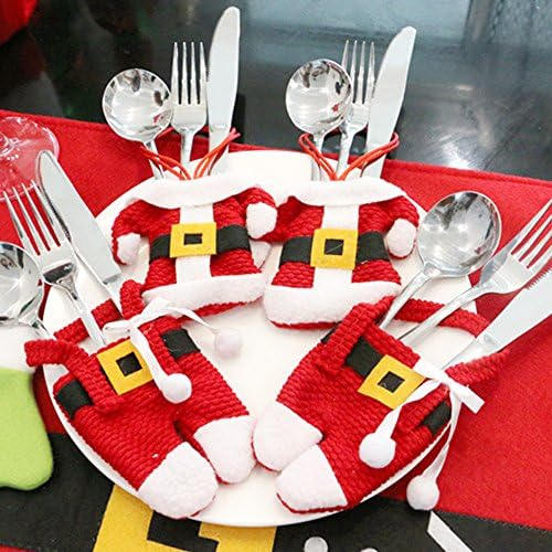 12 pcs Santa Claus Tableware Silverware Suit Xmas Decor Cutlery Pockets Holder UK