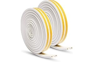 GUKOY 20M Dichtungsband für Türen, Türdichtung Selbstklebendes Fensterdichtung D-Profil Anti-Kollision Dichtungsstreifen Gummi Schaum Siegel Streifen Schalldämmung Weiß