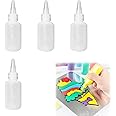 Aidi Small Squeeze Bottles, 4 PCS 50ml Tip Applicator Bottle Mini Sauce Bottles Plastic Squeeze Condiment Dispensing Bottles for DIY Crafts Art Painting Multi Purpose, Clear (AD-CX-50mlSLJYP01-CR04)