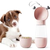 Kedi K&ouml;pek Taşınabilir &Ccedil;ift Hazneli Seyahat I&ccedil;in Mama Kabı Ve Taşınabilir Suluk (PEMBE)