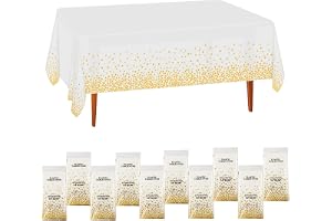 CEILIWEN 10-pack med vita och guldfärgade festdukar, engångsdukar, bordsskydd, bordsdekoration för fest, 274 x 137 cm (vitt g