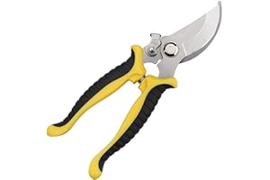 Alfresco Bypass-Gartenschere mit Feststellgriff, Baumschere, Stahl-Klingen Gartenwerkzeug, Ast- und Heckenschere, Antihaftbeschichtet, Gelb