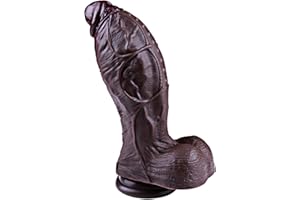 UMANIA Consolador negro enorme de 7,8 cm de diámetro, consolador grueso de gran tamaño realista de 26,5 cm, consolador largo con base de succión, consolador de gran tamaño XXL, consolador anal ancho