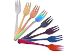 Buyer Star Mini Fourchette 8 pièces Fourchette à gâteaux 8 Couleurs INOX Fourchettes à Fruits pour Fruit Dessert gâteau