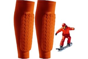 HITIANYA Proteggi Stinchi Sci, Protettore Shinbang 2.0, Parastinchi Shin Defender, Leggings Anti-Collisione Elastici Traspiranti Lunghi Copertura Protettiva Con Nido d'Ape Per Sci, Calcio