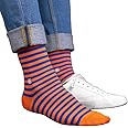 SockSoho Sunrise Edition | Orange and Blue Stripe | Crew Length Socks | UK 7-11
