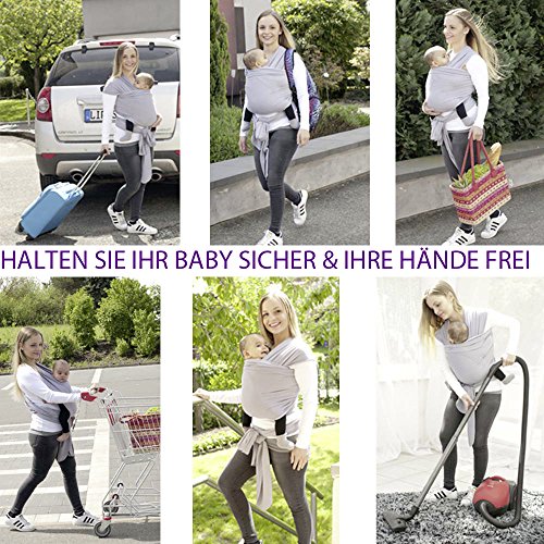 BabyBino 2 in 1 Baby Ring Sling & Tragetuch , Tragehilfe für Baby Babytragetuch für Früh & Neugeborene in Premiumqualität inklusive Trageanleitung & Geschenkverpackung + Gratis Geschenk - 5