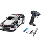 Voiture Télécommandée Police IBlivers 1:14 – 4WD Drift Et Course, Deux Batteries, Vitesse 20 Km/h – Avec Barricades – Cadeau Pour Garçons