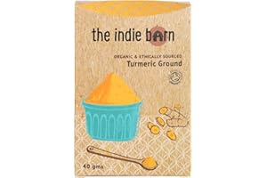 THE INDIE BARN LTD The Indie Barn Organic and Ethically Sourced Turmeric Ground or Turmeric Powder 40g (curcumin >4%)| NO ADDITIVES - NON-GMO - GLUTEN FREE – VEGAN