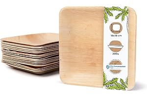 BIOZOYG 200 Stück Palmblatt-Teller 25 x 25 cm | stilsicher, kompostierbar & naturbelassen | Einwegteller