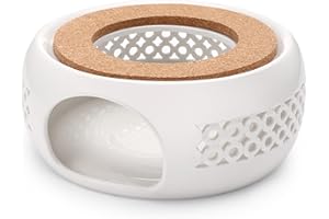 Royouzi Podgrzewacz, podgrzewacz do dzbanka do herbaty, podgrzewacz z ceramiki, ścianka pierścieniowa ma puste rzeźbione wzornictwo, nadaje się do podgrzewania herbaty i kawy, WCL-ROMF46