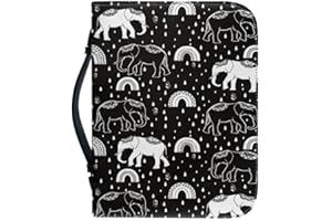 Kuiaobaty Schutzhülle für Buch, Motiv: ethnisches Mandala-Elefant, mit Lesezeichen, Regenbogenfarben, Kunstledergriff, Buchhülle, Schutztasche