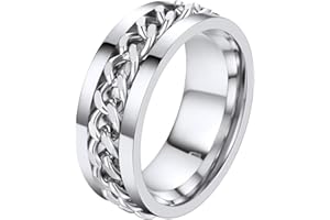 ChainsPro Bague Anti Stress Homme Or/Noire/Acier Inoxydable,Bagues 8mm Maillon Chaine Petite Doigt Grosse Taille 51.5-64,Anneau Tournant Bijoux Tendance Fantaisie Cadeau Original Femme Garçon