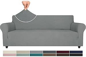 Ystyle Rozciągliwy Pokrowiec Na Sofę 4-Osobową, Ochraniacz Na Kanapę Z Podłokietnikami, Zmywalny Pokrowiec Na Kanapę, Przeciwporostowy Wytrzymały Narzuty Na Sofę Antypoślizgowy, Jasnoszary