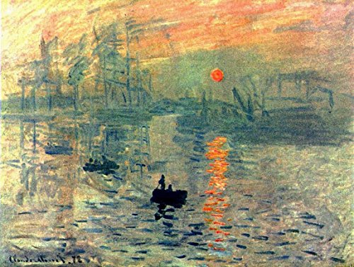 Wieco Art - Lienzo con impresión moderna y enmarcada de amanecer de Claude Monet, famosa pintura al óleo, reproducción de arte sobre lienzo para decoración del hogar, lona, 32x24inch (80x60cm)