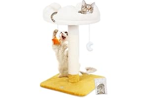 Happi N Pets 71CM Large Cloud Cat Scratching Post with Bed, Small Cat Tree Tower, Heavy Duty Kitty Scratcher with Soft Perch, Removable Cushion, Hanging Toys
