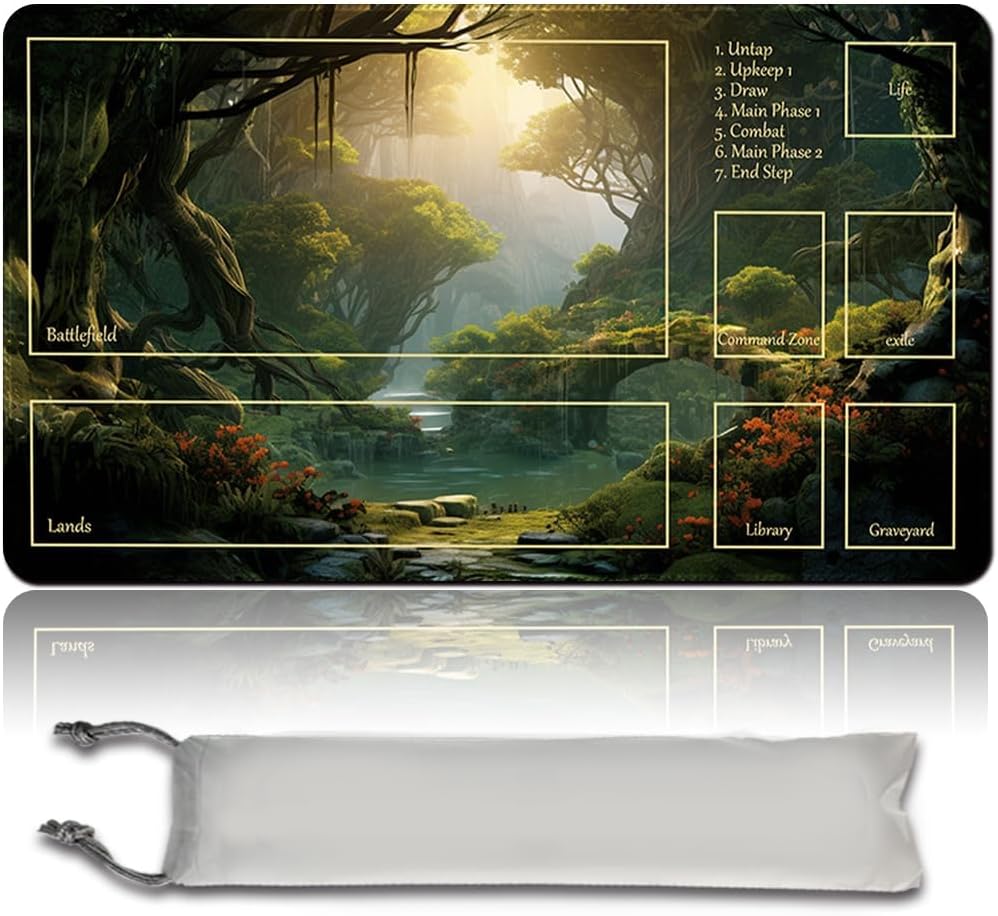 MPLR BOARD GAME Juego de mesa MTG Alfombrillas de juego + bolsa impermeable gratuita, bordes cosidos, superficie de goma lisa, alfombrilla de juego MTG con zonas (una alfombrilla original de Black