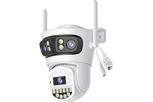 Reobiux Camara Vigilancia WiFi Exterior,3K,2.4/5G,Camara De Vigilancia Exterior 3Lente, Ethernet,PTZ,360°,Alámbrica,Visión Nocturna Color,Two-Way Audio,Detección Humana,IP66,Blanco