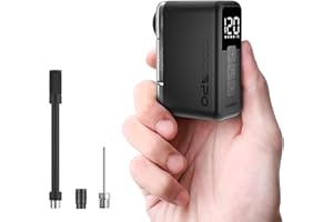 COOSPO X1 Mini Pompa per Bicicletta con Manometro, Max 120 PSI Electric Bicycle Pump, Auto Stop, with Presta and Schrader Valve for E-Bike, Mountain, City and Road Bike