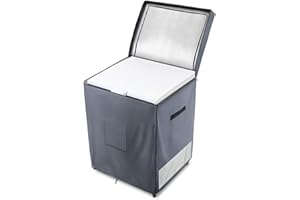 URPIZY Housse de congélateur pour l'extérieur, housse de protection en tissu Oxford 210D imperméable, convient pour glacière de 7,0 pieds cubes, double ouverture, ouvertures d'aération (gris 55,88 x 63,5 x