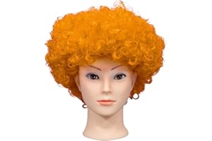 SHATCHI Afro Wigs Curly Bouncy Hair For Fancy Dress Party Costume Disco Accessory Unisex 60s 70S 80s Theme,Ginger